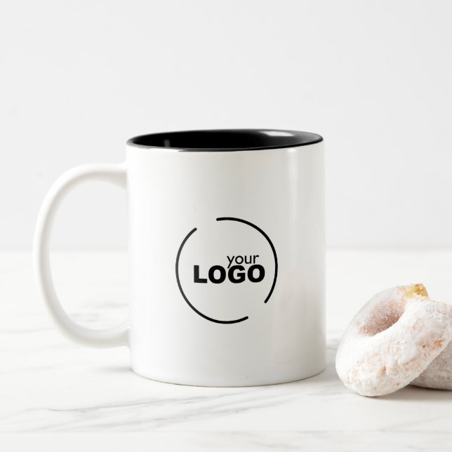 Professional Modern Business Logo Two-Tone Coffee Mug (With Donut)