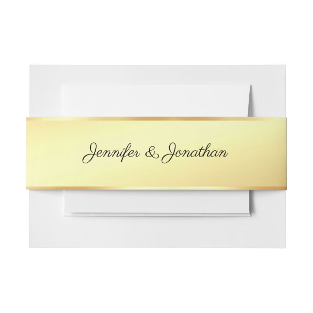 Professional Modern Calligraphed Name Text Gold Invitation Belly Band (Front Example)