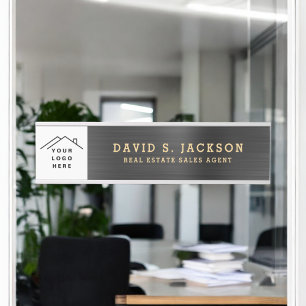 Professional Modern Classy Black Gold Office Door Sign