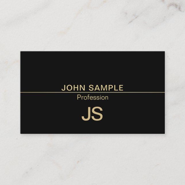 Professional Modern Creative Black Gold Monogram Business Card (Front)
