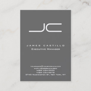 Professional Modern Dim Grey Monogram Business Card