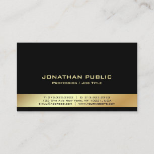Professional Modern Elegant Black And Gold Simple Business Card
