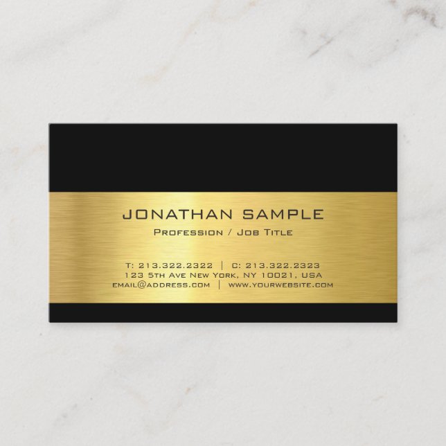Professional Modern Elegant Black and Gold Trendy Business Card (Front)