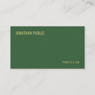 Professional Modern Elegant Faux Gold Text Green Business Card