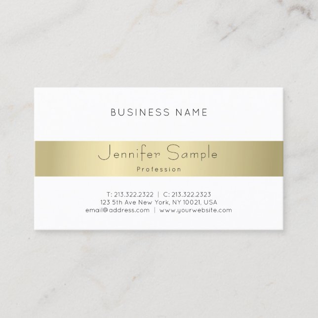 Professional Modern Elegant Gold Look Minimal Chic Business Card (Front)