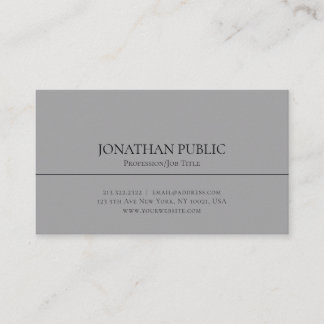 Professional Modern Elegant Grey Sleek Plain Business Card