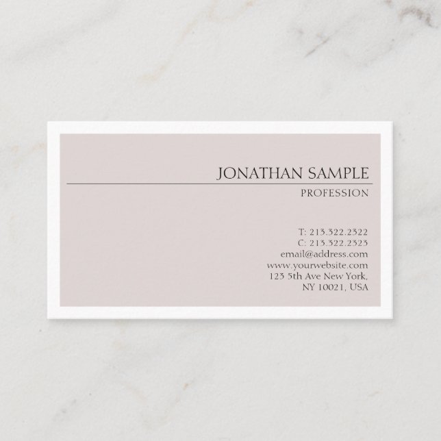 Professional Modern Elegant Minimalist Plain Business Card (Front)