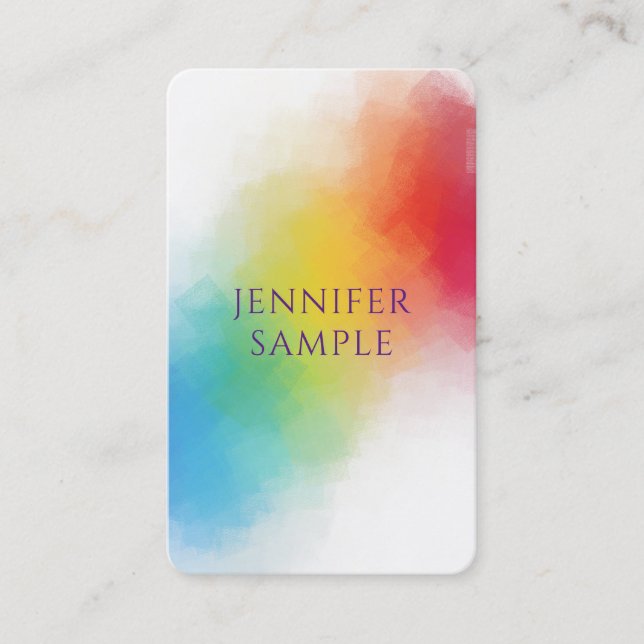 Professional Modern Elegant Rainbow Colours Custom Business Card (Front)