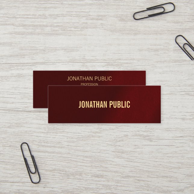 Professional Modern Elegant Simple Gold Text Mini Business Card (Front/Back In Situ)