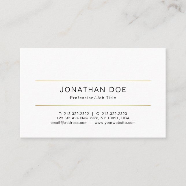Professional Modern Elegant Simple Plain Gold Luxe Business Card (Front)