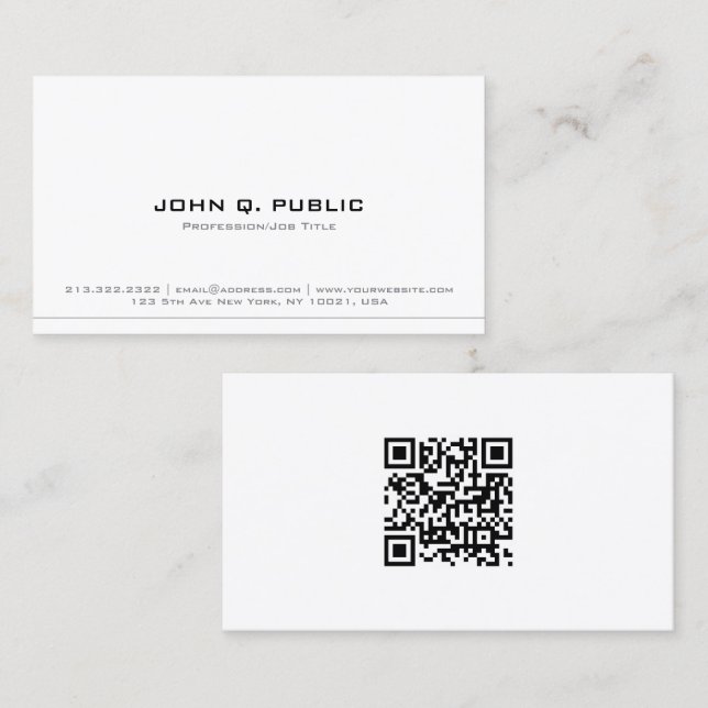 Professional Modern Elegant Sleek Template QR Code Business Card (Front/Back)