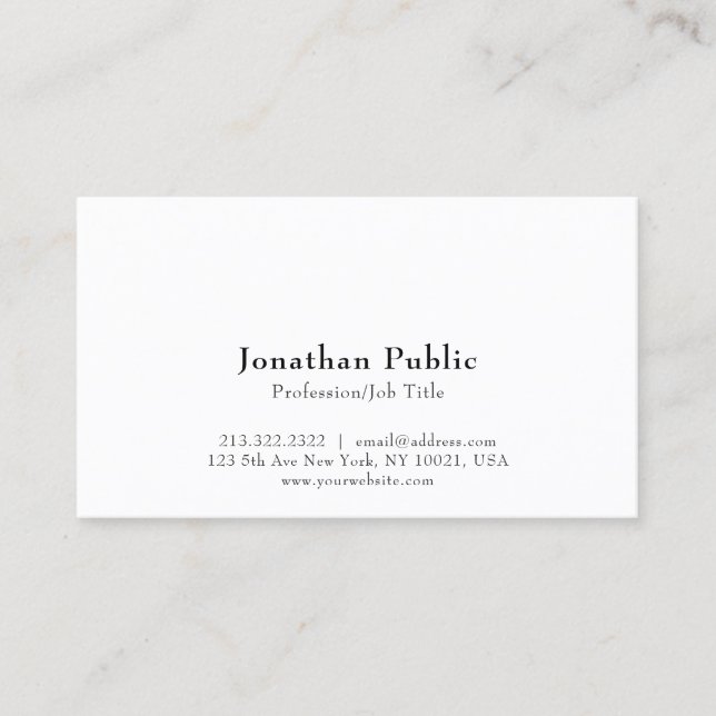Professional Modern Elegant White Clean Plain Business Card (Front)