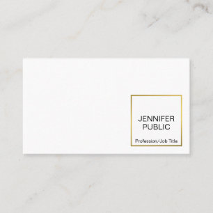 Professional Modern Elegant White Gold Chic Clean Business Card