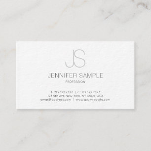 Professional Modern Elegant White Monogram Sleek Business Card