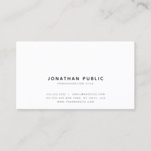 Professional Modern Elegant White Simple Plain Business Card