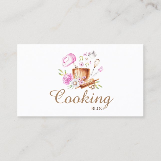 Professional,Modern,Floral Bakery Tools,Cooking Business Card (Front)