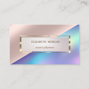 Professional,Modern Frame Rose Gold Holographic Business Card