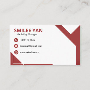 Professional Modern Geometric Red and White Business Card