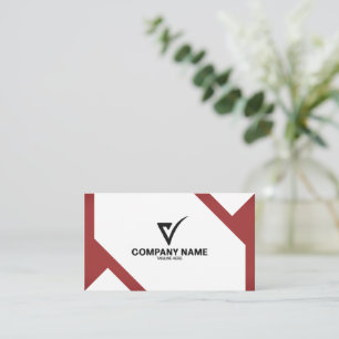 Professional Modern Geometric Red and White Business Card
