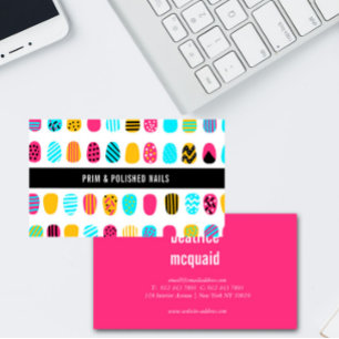 Professional Modern Girly Pink Nail Salon Bus Business Card