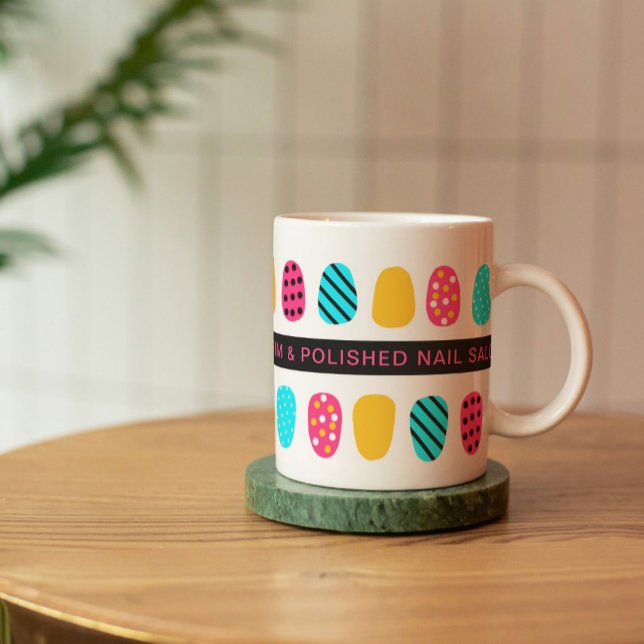 Professional Modern Girly Pink Teal Nail Salon Coffee Mug (Creator Uploaded)