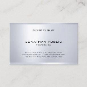 Professional Modern Glam Silver Look Elegant Sleek Business Card