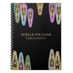 Professional Modern Glitter Hair Clip Hair Stylist Notebook