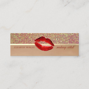 Professional,Modern Glitter,Lips,Makeup Artist Mini Business Card