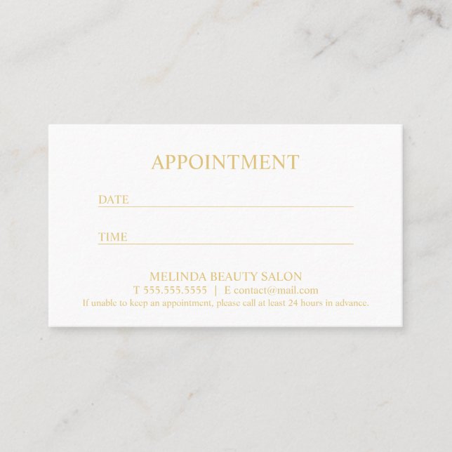 Professional Modern Gold and White Appointment Card (Front)