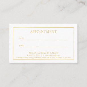 Professional Modern Gold and White Appointment Card