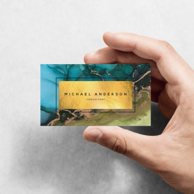 Professional Modern Gold Black Teal Business Card (Creator Uploaded)