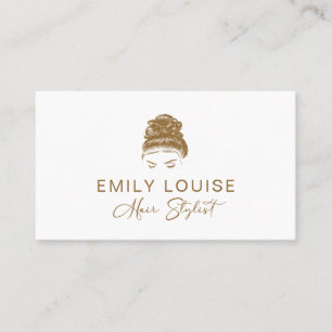 Professional Modern Gold Brown Hair Stylist Busine Business Card