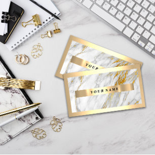 Professional Modern Gold Frame Grey Grey Marble Business Card
