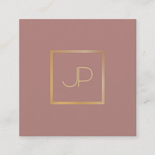 Professional Modern Gold Monogrammed Silk Finish Square Business Card
