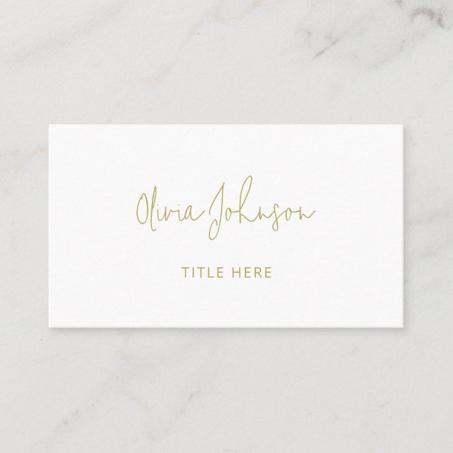 Professional Modern Gold White Business Card (Front)