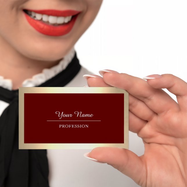 Professional Modern Golden Simply Minimal Burgundy Business Card (Creator Uploaded)