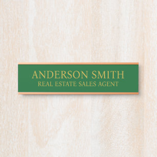 Professional Modern green Gold Office Name Title Door Sign