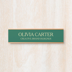 Professional Modern green Gold Office Name Title Door Sign
