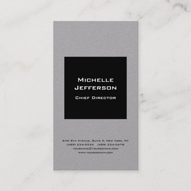 Professional Modern Grey Black Minimalist Business Card (Front)