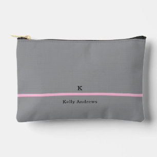 Professional Modern Grey Blush Pink Simple Accessory Pouch