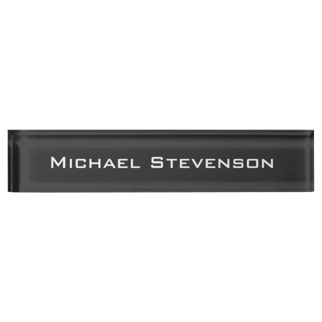 Professional Modern Grey Business Desk Nameplate (Front)