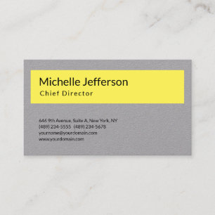 Professional Modern Grey Yellow Minimalist Plain Business Card