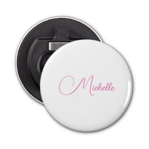 Professional modern handwriting name pink white bottle opener