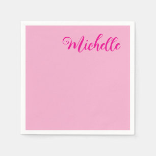 Professional modern handwriting name pink white napkin
