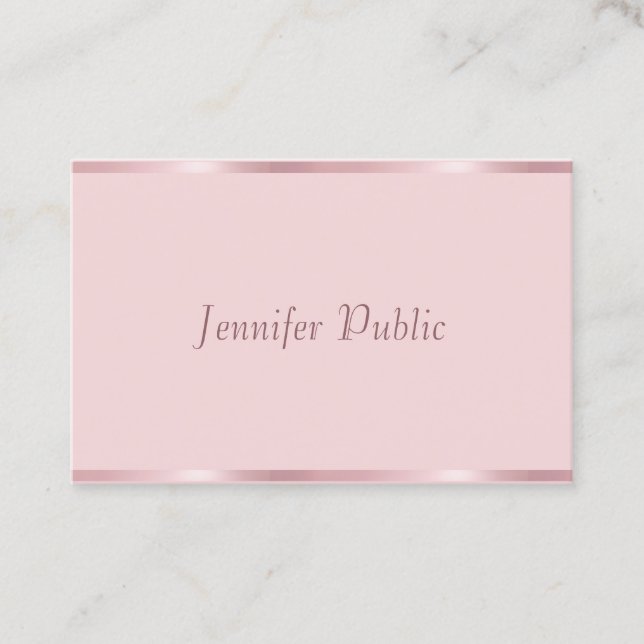Professional Modern Handwritten Script Rose Gold Business Card (Front)