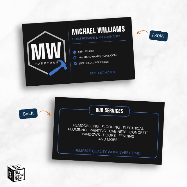 Professional Modern Handyman Business Card (Professional Modern Handyman Business Card)
