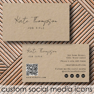 Professional Modern Kraft Minimalist QR Code Business Card