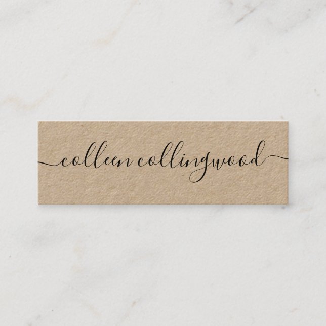 Professional Modern Kraft Paper Handwritten Script Mini Business Card (Front)