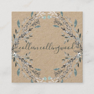 Professional Modern Kraft Paper Handwritten Script Square Business Card