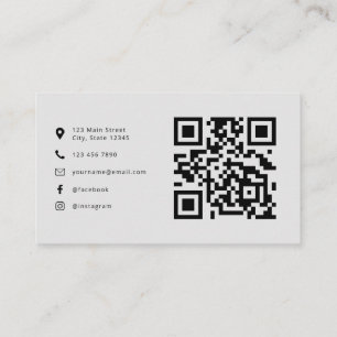 Professional Modern Logo QR Code Light Grey Business Card